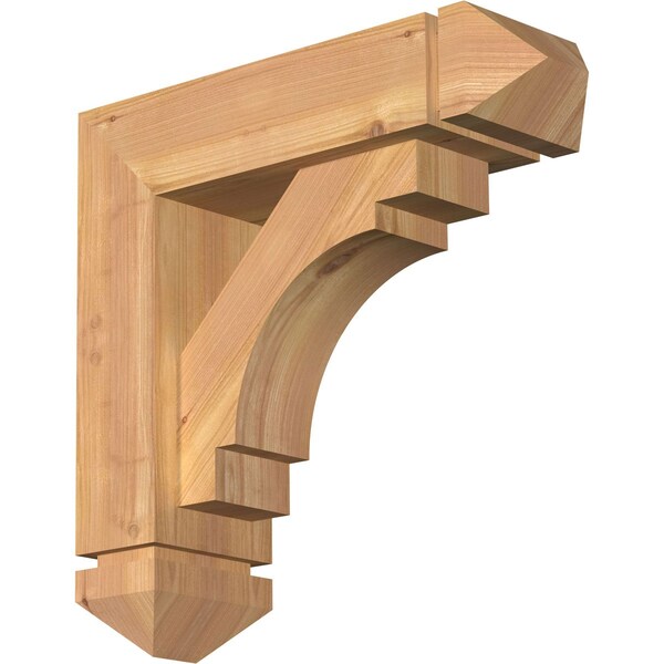 Ekena Millwork Merced Arts and Crafts Smooth Bracket w/ Offset Brace, Western Red Cedar, 5 1/2"W x 18"D x 18"H BKT0604X18X18MRC03SWR - main